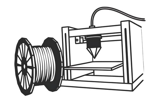 3D printer with filament spool and extruder head