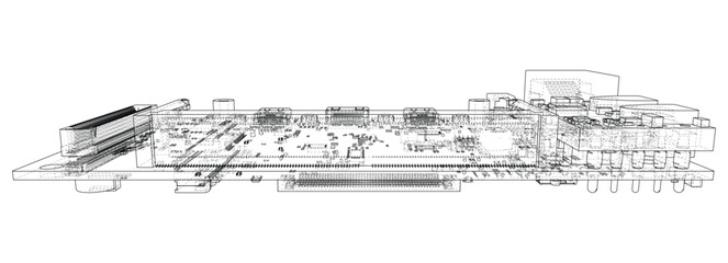 Obraz premium circuit board wireframe illustration. Vector