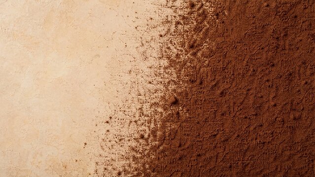 Cocoa powder dust texture in brown tones, food ingredient surface  