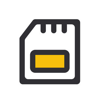 Memory card icon for data storage and digital technology concepts
