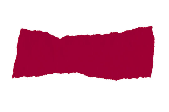 Strip of red paper with torn edges texture isolated. Old antique sheet paper with space for text.	
