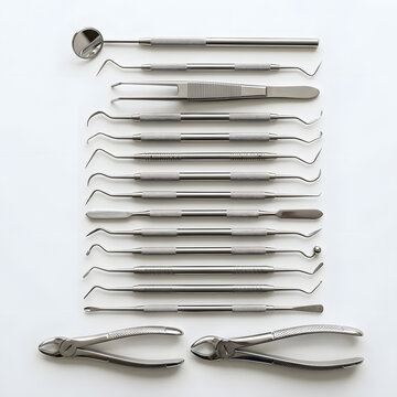 Dental instruments set isolated