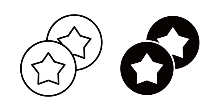 Earn point icon in outline and solid style, isolated on white background. Ideal for loyalty program, reward, and gamification apps and websites.