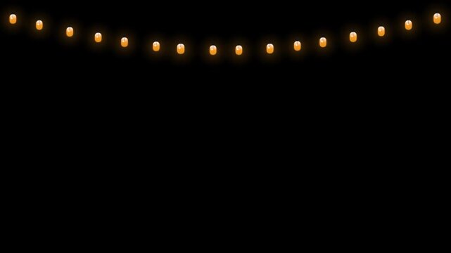 Golden Christmas Garland Lights 4K Seamless Loop with Alpha Channel
