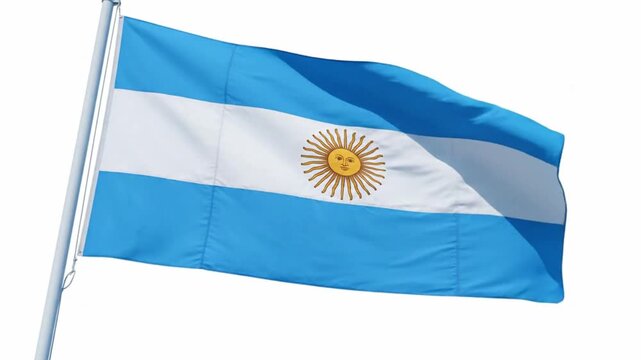 Waving flag of argentina isolated on white background