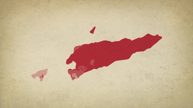 Animated Appearing EAST TIMOR Map Isolated on Vintage Background
