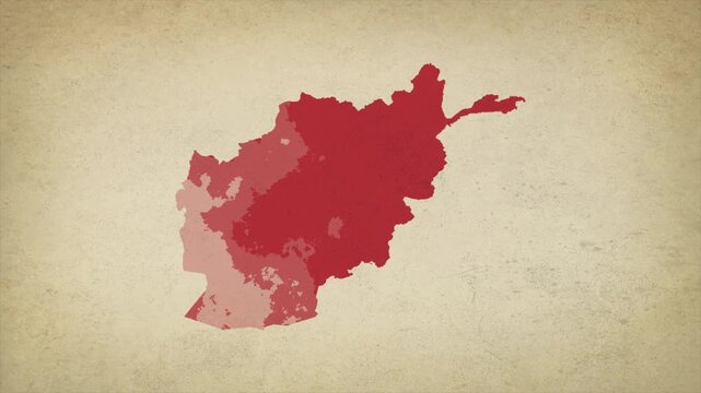 Animated Appearing AFGHANISTAN Map Isolated on Vintage Background