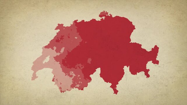 Animated Appearing SWITZERLAND Map Isolated on Vintage Background