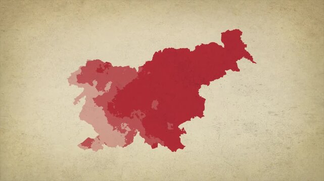 Animated Appearing SLOVENIA Map Isolated on Vintage Background