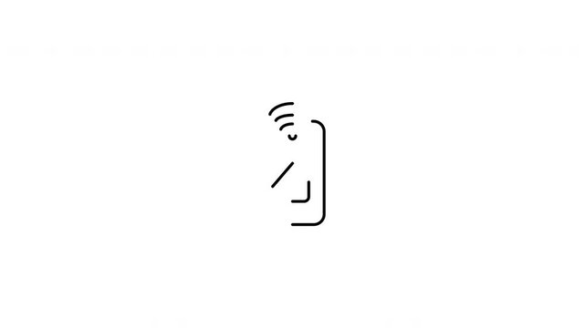 Smart Home Remote Control Icon Line Animation Wireless Signal Concept
