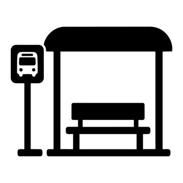 Bus stop station shelter public transport vector icon