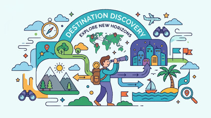 Fototapeta premium Traveler Exploring Destinations With Binoculars And Map.
