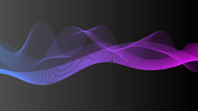 Wavy lines blend from blue to magenta illustration