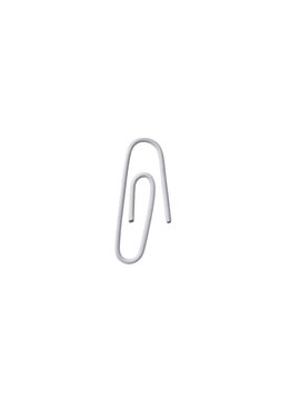 Single metal paperclip isolated on white background