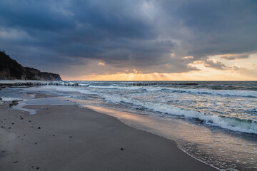 Donskoye beach at sunset of Baltic Sea. Kaliningrad region, Russia © Elena Odareeva