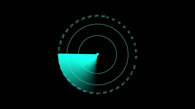 Abstract Hud call Rader animation. Glowing cyan color Rader concept. Radar point to detect enemy position...