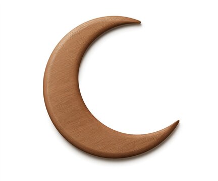 Wooden crescent moon cutout, natural finish, hanging decor.