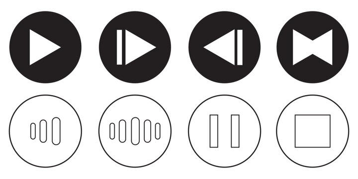 Multimedia interface button.audio video UI control set.vector illustration