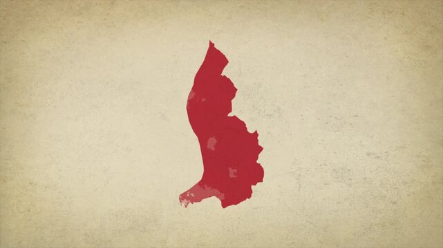 Animated Appearing LIECHTENSTEIN Map Isolated on Vintage Background
