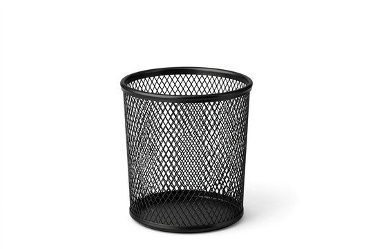 Black Mesh Wastebasket with Round Base