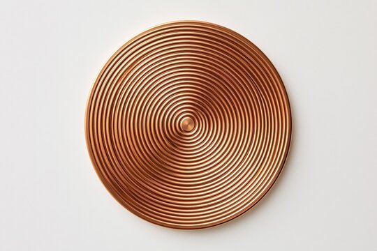 Copper Spiral Plate Displayed on White Surface