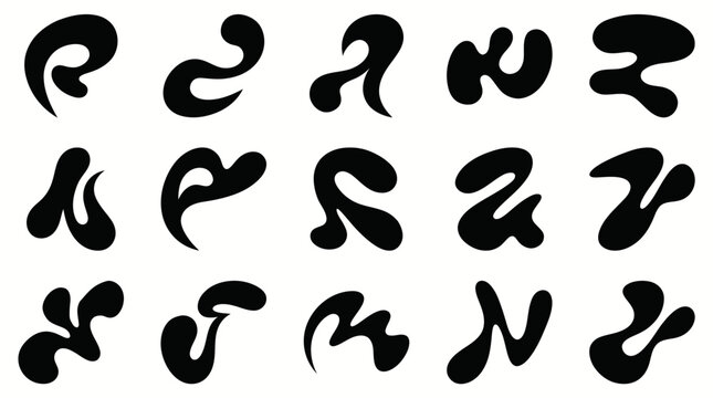 Handwritten cursive alphabet letters set black style