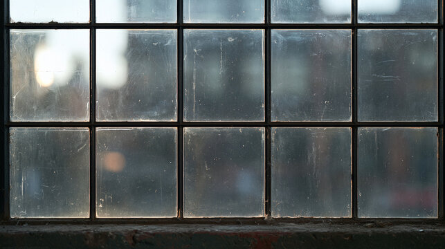 Old Industrial Multi Pane Window in Factory Building