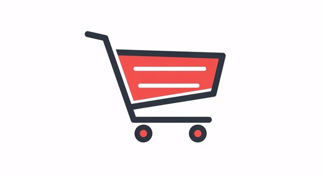 Red shopping cart icon on white background