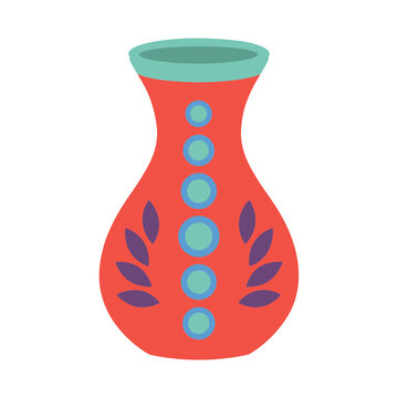 Decorative vase with floral and circular patterns