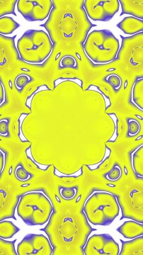 Vibrant yellow and purple abstract kaleidoscopic digital pattern background design.