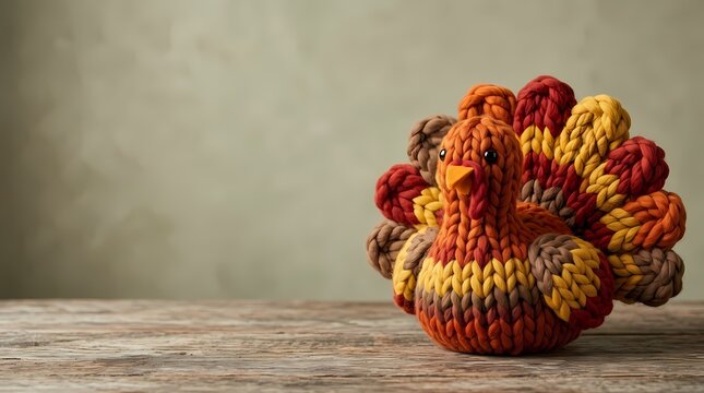 Knitted Turkey Decoration for Thanksgiving