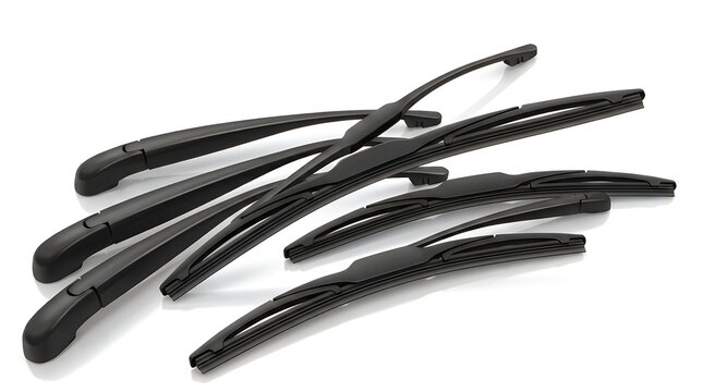 Black windshield wipers set on white background