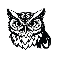 Fototapeta premium Sharp feather patterns, pointed ear tufts, and bold decorative wing details