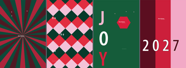Obraz premium Festive Holiday Seasonal Patterns and Minimalist Typography Graphic Backgrounds for New Year 2027 Celebration Projects