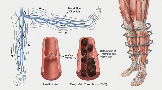 Deep Vein Thrombosis or Blood Clots. Embolus.