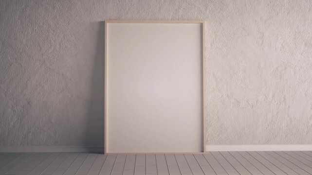 Minimal Interior Scene With Empty Vertical Frame And Warm Light