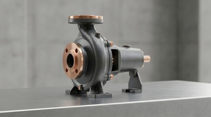 Fototapeta premium Industrial centrifugal water pump on a metal platform