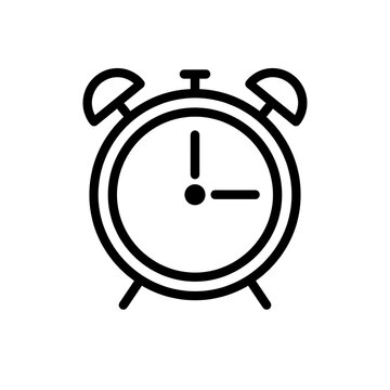 Black alarm clock icon isolated on white background