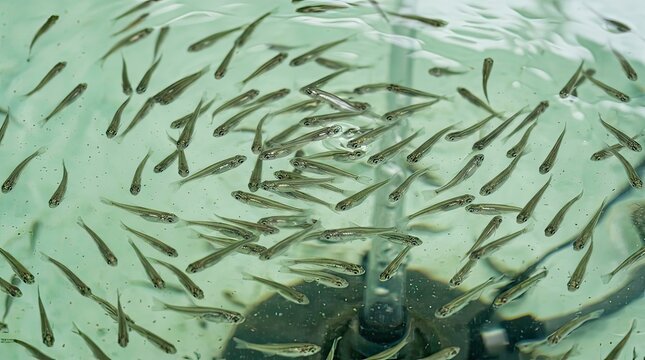 School of small fish swimming in clear water