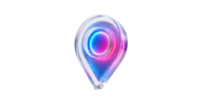 Glass Location Pin isolated on transparent background