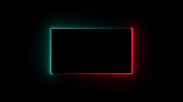 Animation of glowing neon rectangles abstract background. abstract glowing neon rectangle border frame 4k