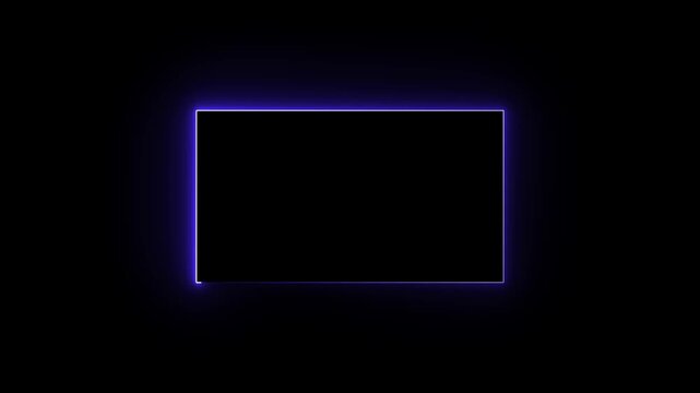 Animation of glowing neon rectangles abstract background. abstract glowing blue neon rectangle border frame 4k