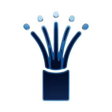 Blue metallic fiber optic cable icon with glowing light points, representing speed internet, data transmission, and advanced telecommunications technology isolated on a transparent background