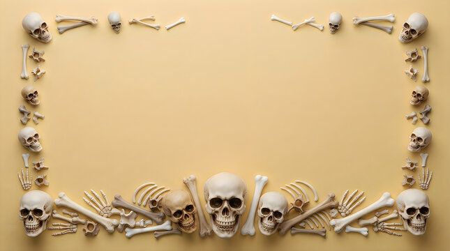 Skulls and bones decorative border design
