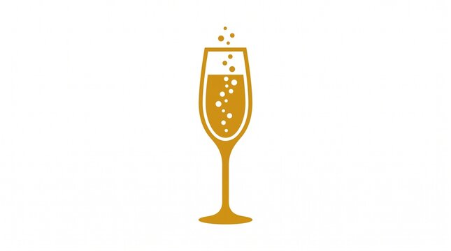 champagne glass flute drink alcohol wine bubbles sparkling celebration cheers toast beverage gold golden silhouette icon symbol graphic design vector art illustration element