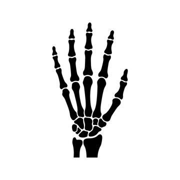 Human hand skeleton silhouette for medical science and anatomy education graphics.