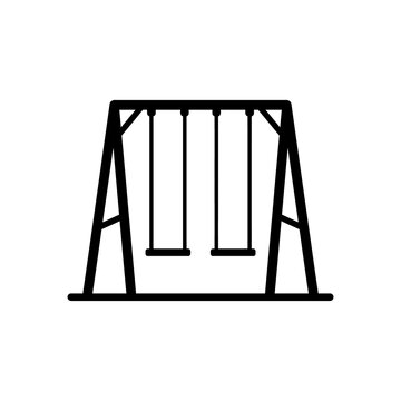 Metal swing set frame silhouette for playground and outdoor park recreation activities.
