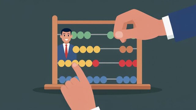 Animated abacus calculation for business finance and data analysis concept accounting