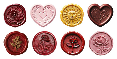 Fototapeta na wymiar PNG Colorful wax seals collection on transparent background