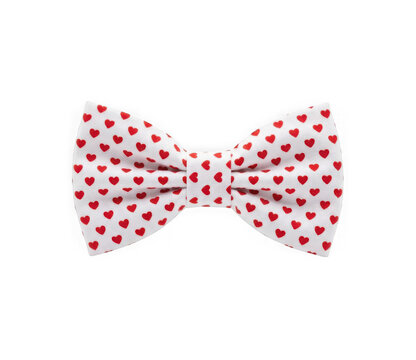 Elegant bow tie with red heart pattern isolated on transparent background